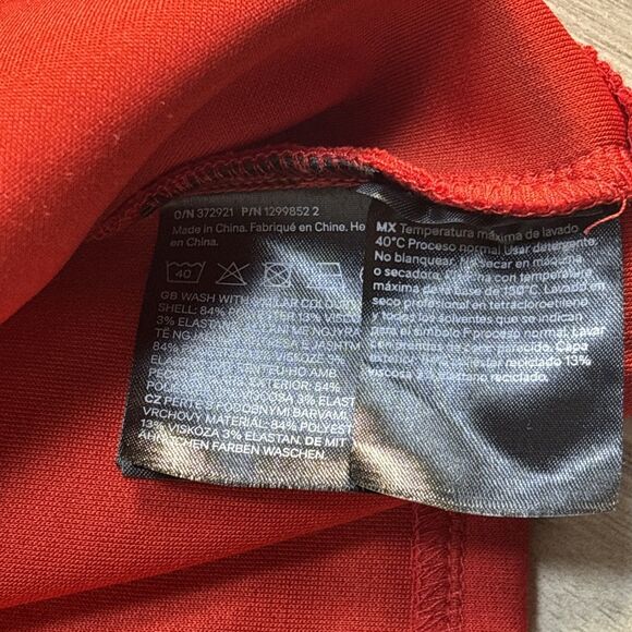 H&M Scuba Peplum Holiday Red Festive Button Down Blazer Top Size Medium - Picture 7 of 8